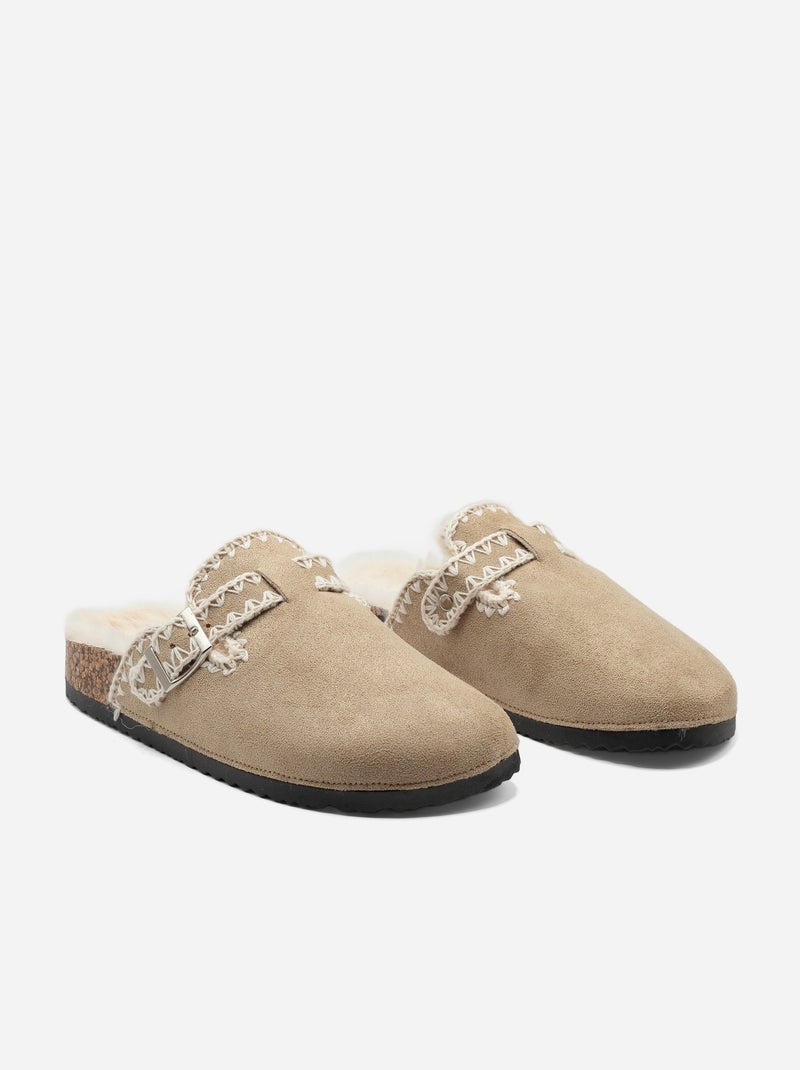Mules à enfiler Taupe - Kiabi