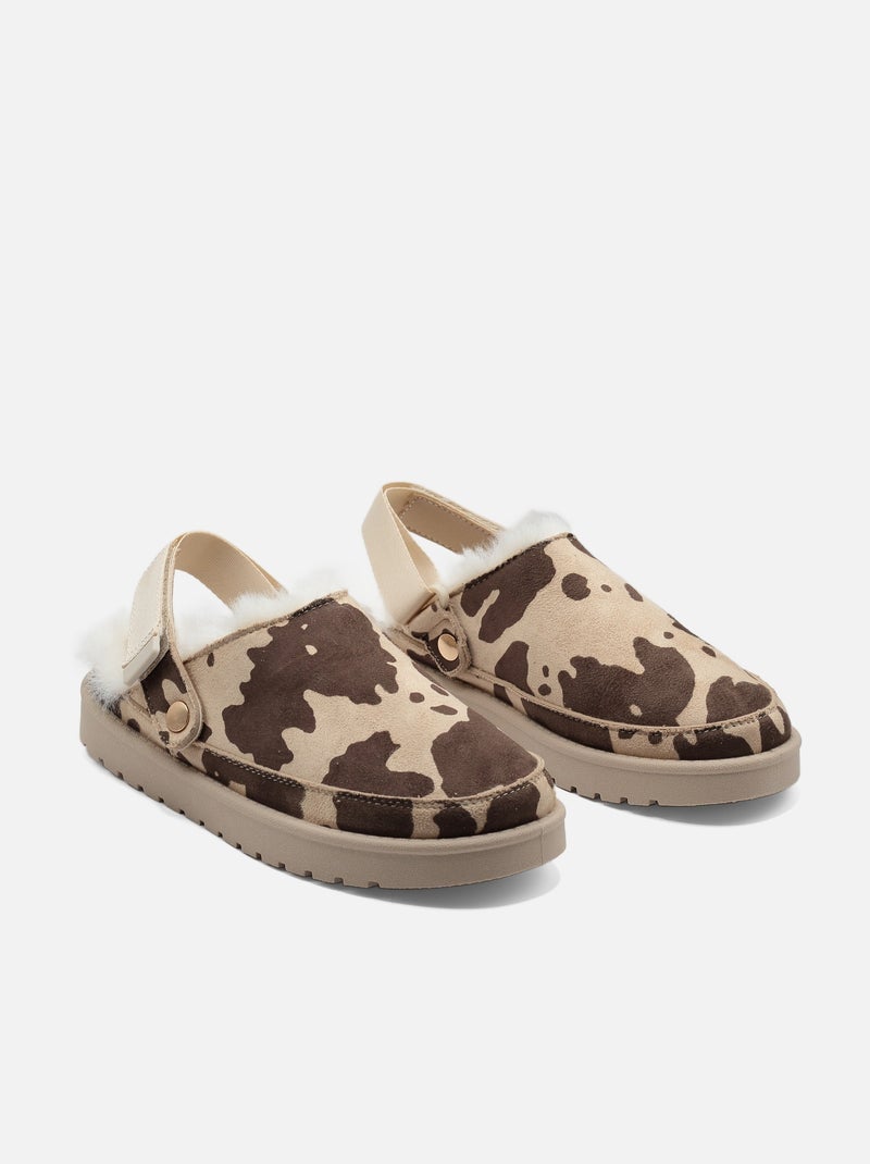 Mules à fausse fourrure Beige - Kiabi