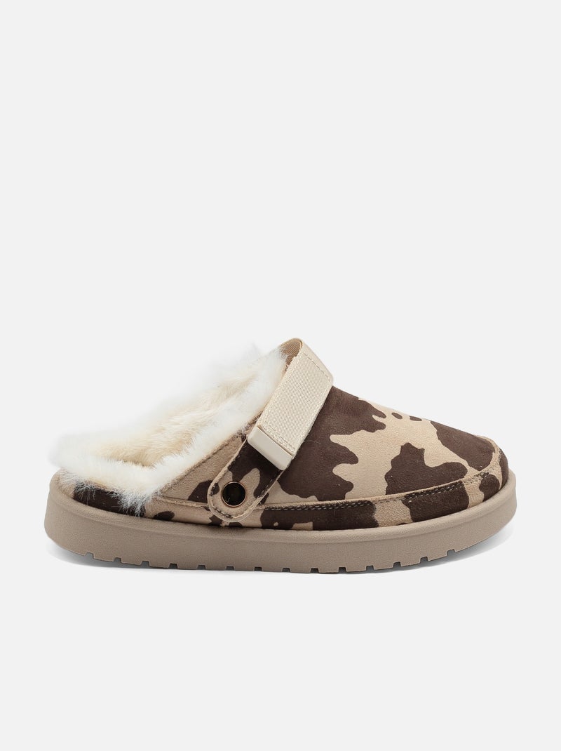 Mules à fausse fourrure Beige - Kiabi