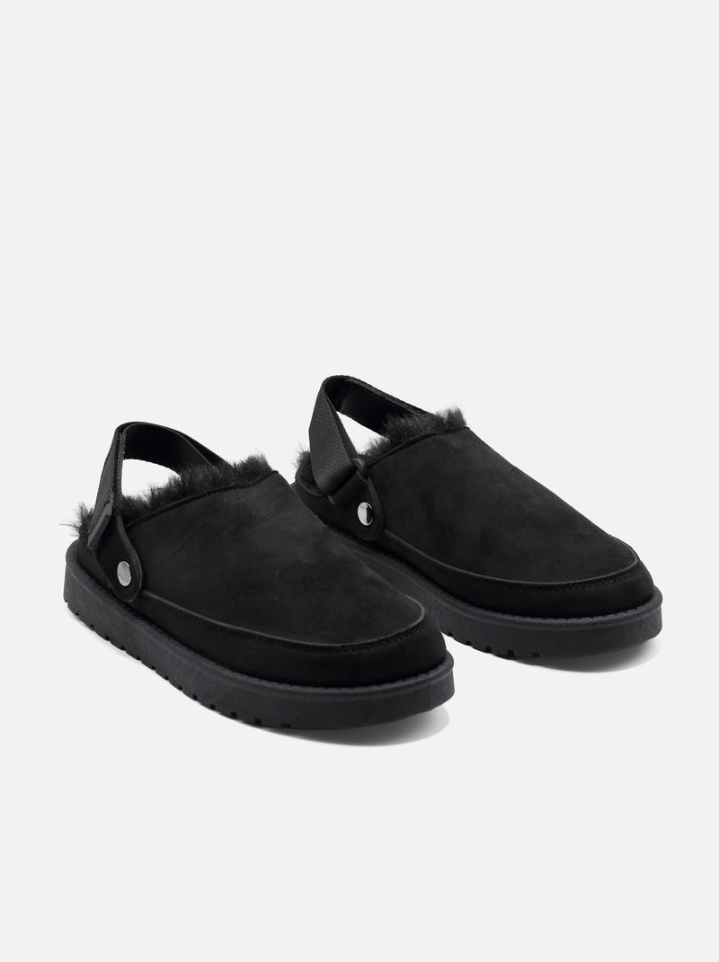 Mules à fausse fourrure Noir - Kiabi
