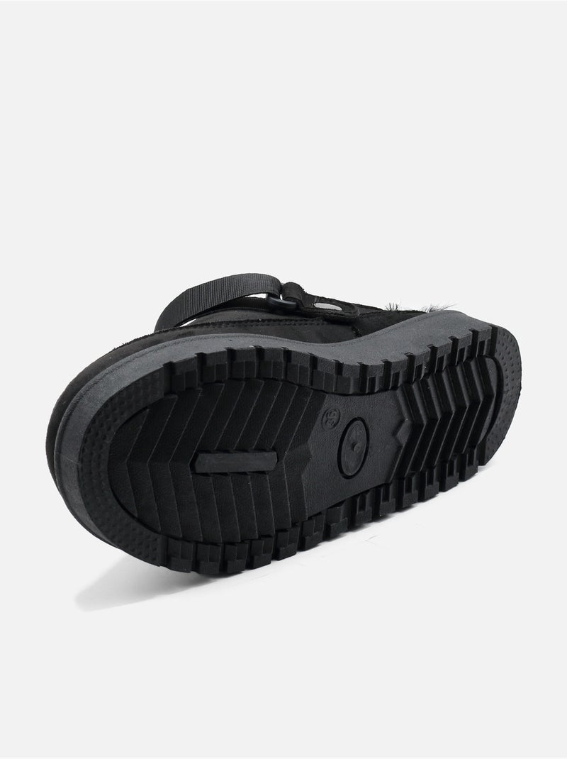 Mules à fausse fourrure Noir - Kiabi