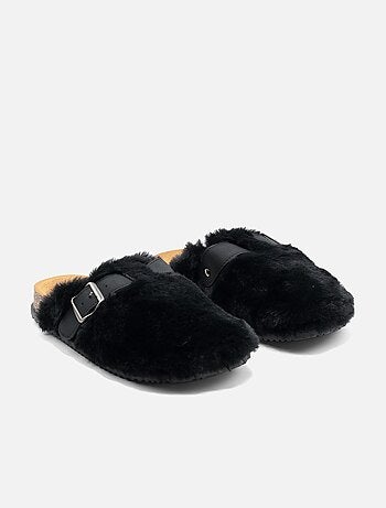 Mules à fausse fourrure