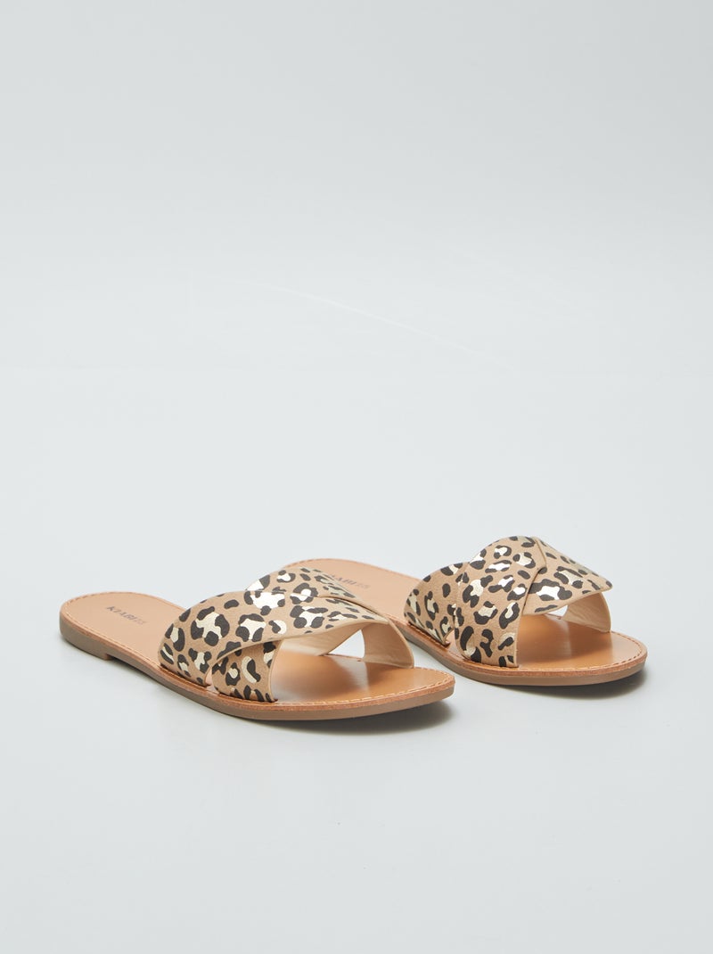 Mules à imprimé léopard Marron - Kiabi