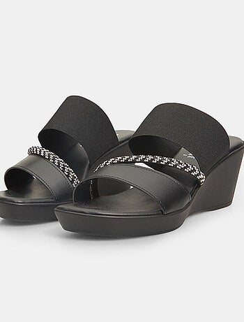 Mules à lanières avec semelle compensée et application bijou BATA