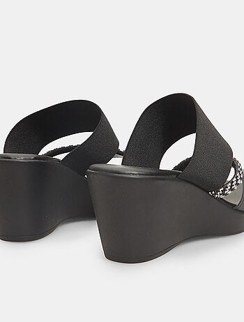 Mules à lanières avec semelle compensée et application bijou BATA