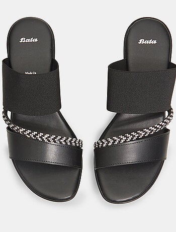 Mules à lanières avec semelle compensée et application bijou BATA