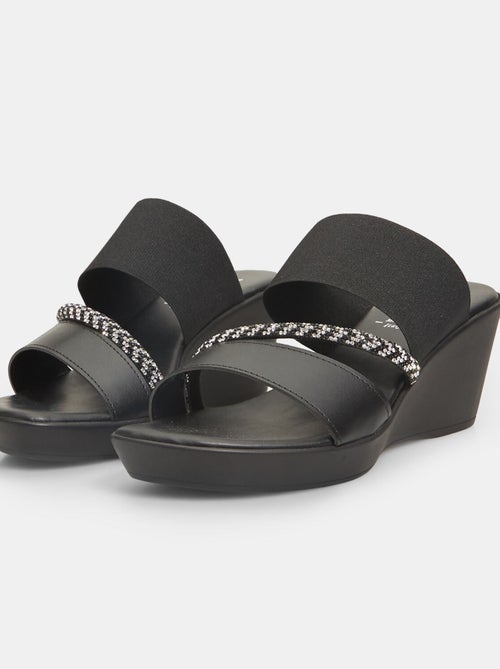 Mules à lanières avec semelle compensée et application bijou BATA - Kiabi