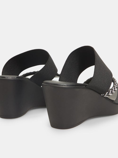 Mules à lanières avec semelle compensée et application bijou BATA - Kiabi