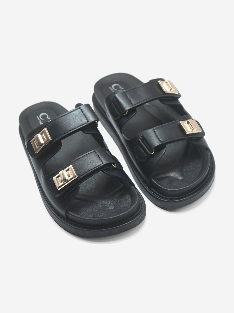 Mules à loquet et bride moulée Noir - Kiabi