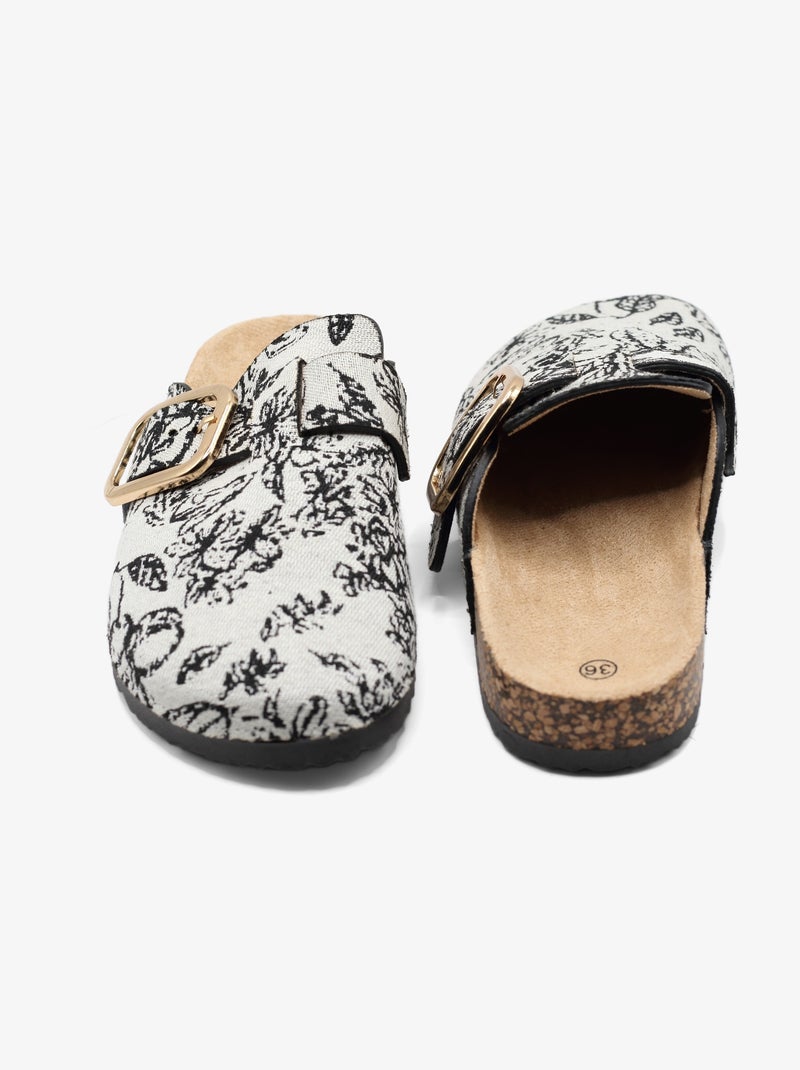 Mules à motif Blanc Noir - Kiabi