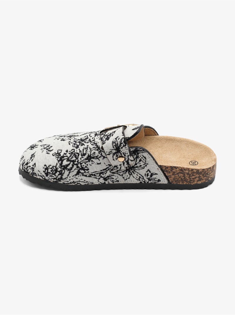 Mules à motif Blanc Noir - Kiabi