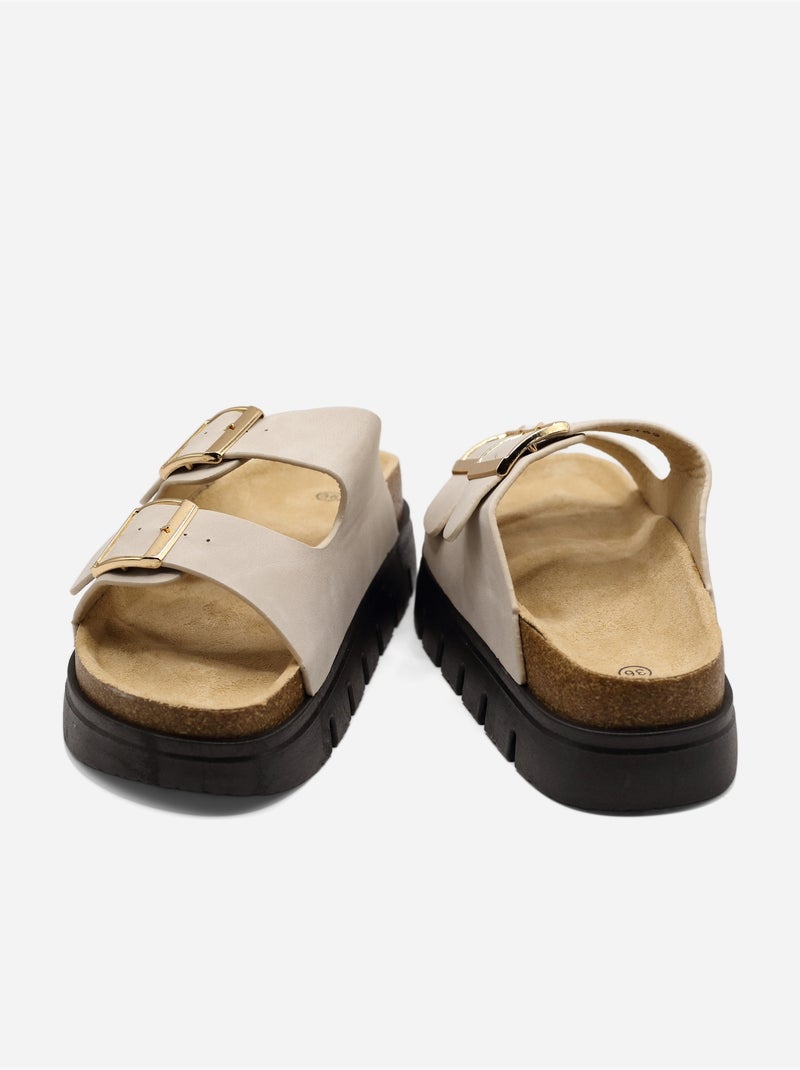 Mules à plateforme Beige - Kiabi