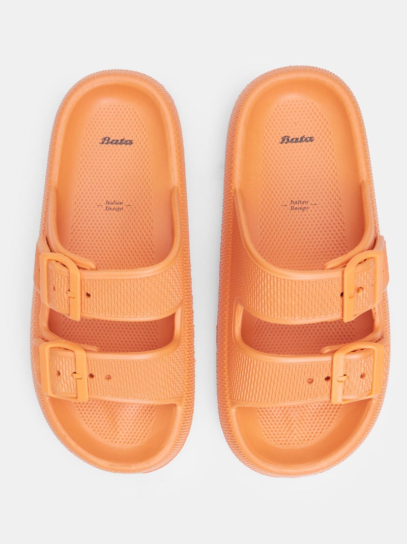 Mules à plateforme en eva BATA Orange - Kiabi