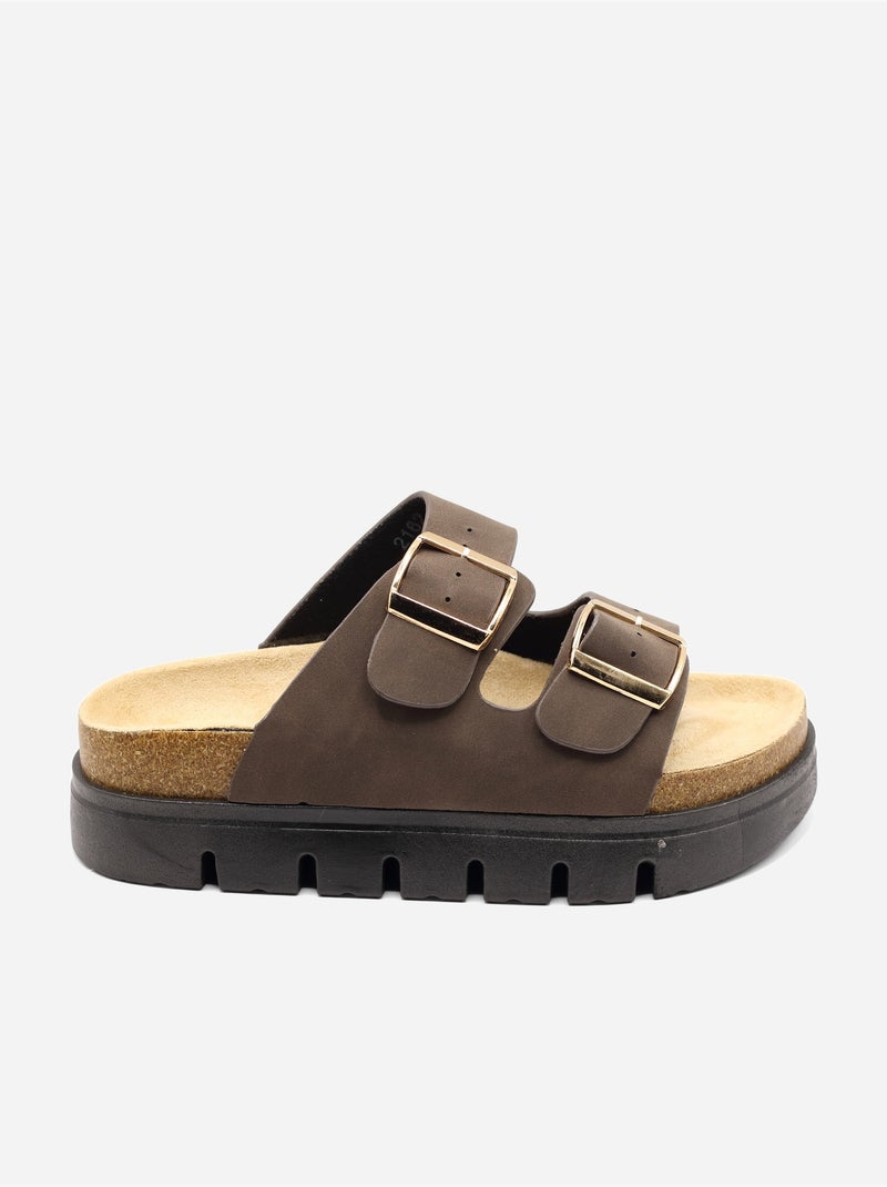 Mules à plateforme Marron - Kiabi