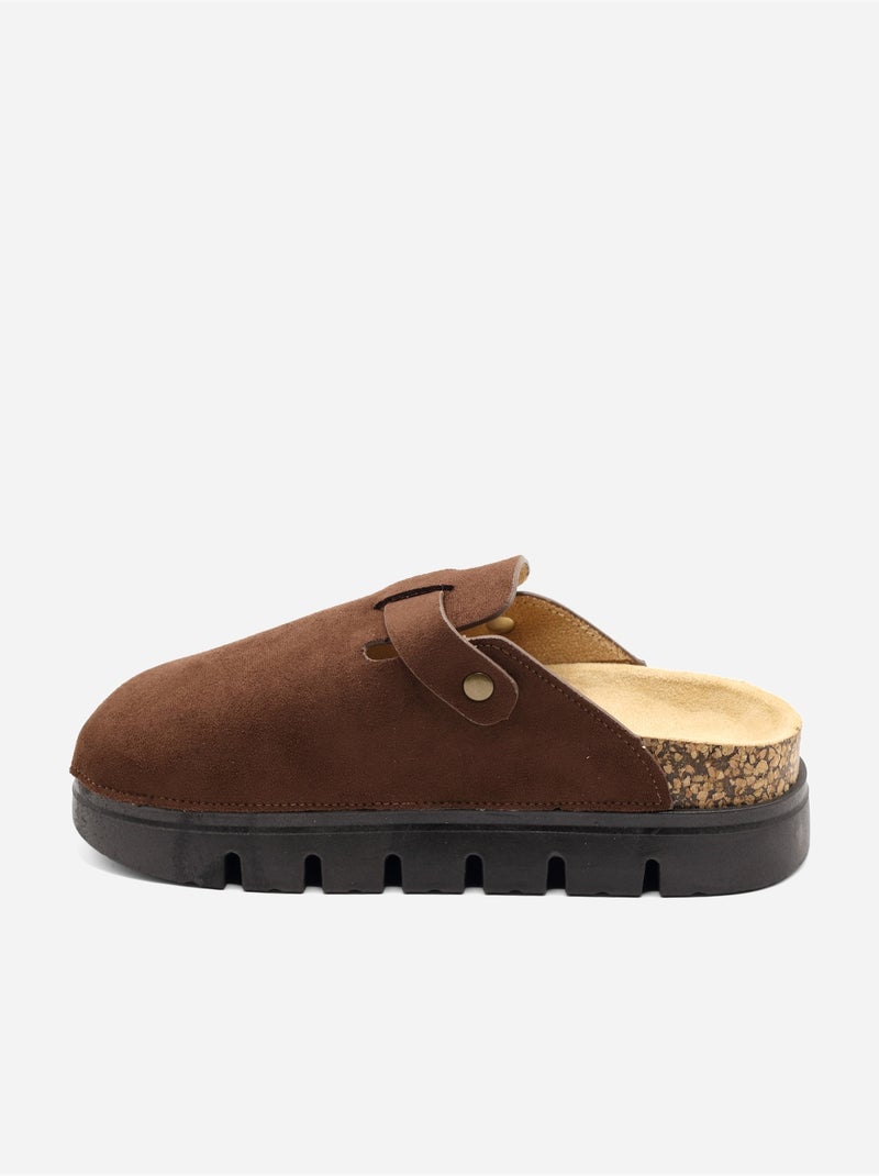 Mules à plateforme Marron - Kiabi