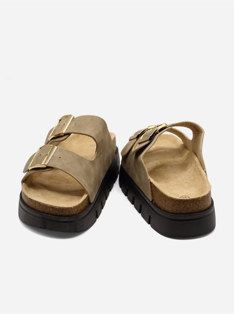 Mules à plateforme Taupe - Kiabi