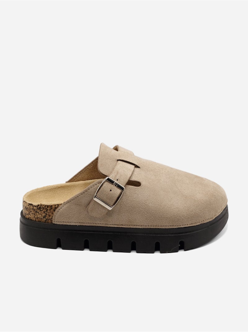 Mules à plateforme Taupe - Kiabi