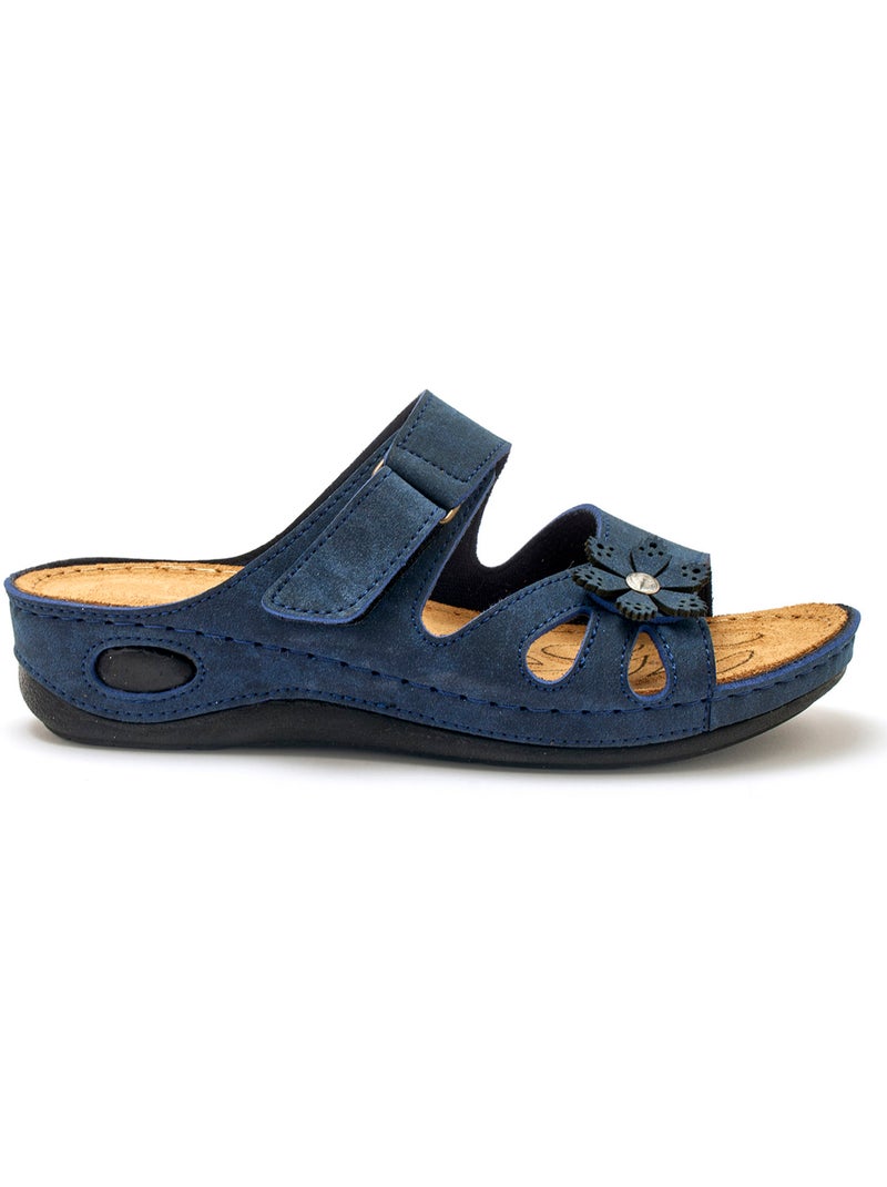 Mules à scratch fleur fantaisie - PEDICONFORT Bleu marine - Kiabi