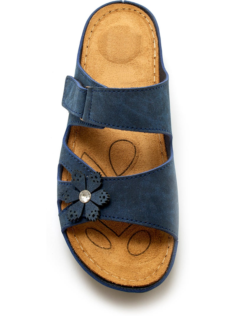 Mules à scratch fleur fantaisie - PEDICONFORT Bleu marine - Kiabi