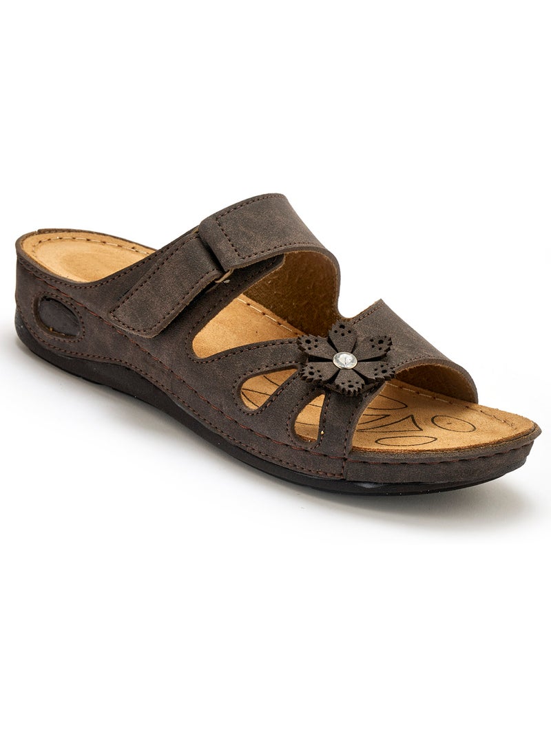 Mules à scratch fleur fantaisie - PEDICONFORT Marron - Kiabi