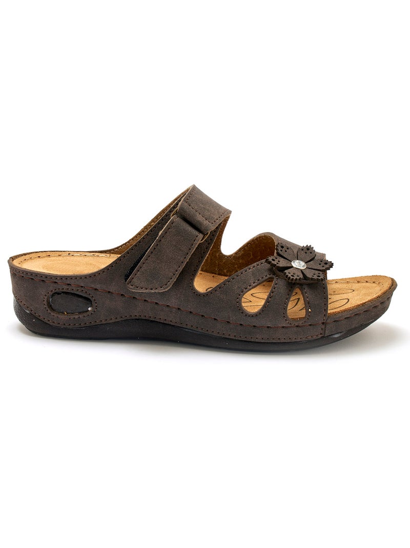 Mules à scratch fleur fantaisie - PEDICONFORT Marron - Kiabi
