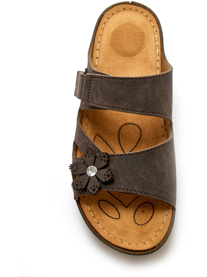 Mules à scratch fleur fantaisie - PEDICONFORT Marron - Kiabi