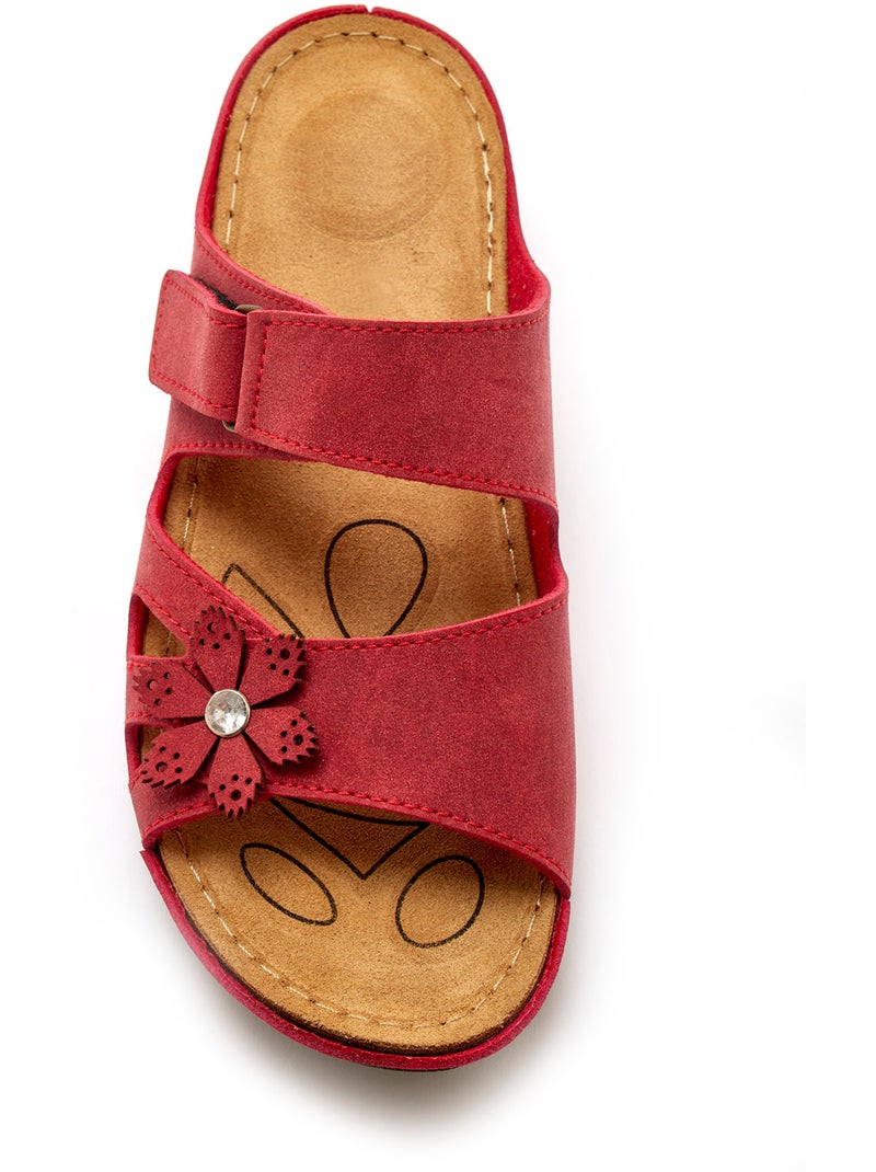 Mules à scratch fleur fantaisie - PEDICONFORT Rouge - Kiabi