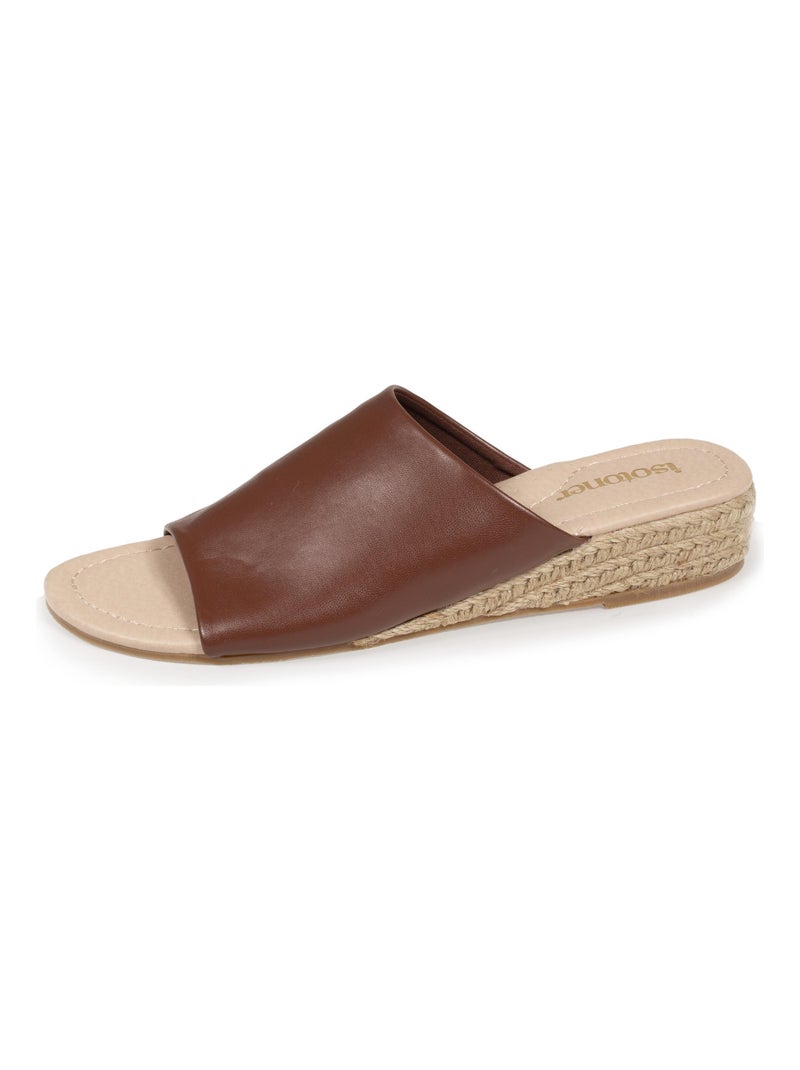 Mules à talon 3 cm bandeau Cognac - Kiabi