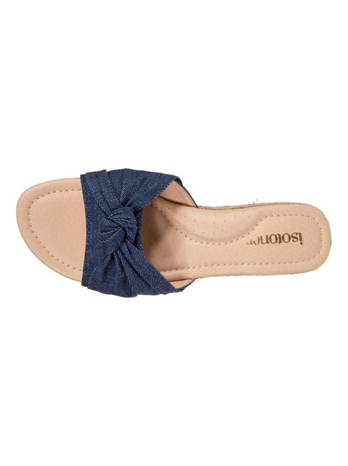 Mules à talon 3 cm effet Jean  Isotoner - Kiabi