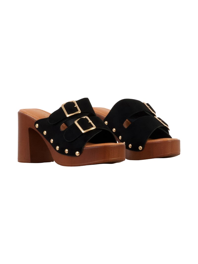 Mules à Talon à Enfiler Joia Noir - Kiabi