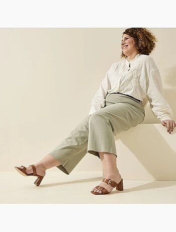 Mules à talon large ajustable H - Modèle Iza