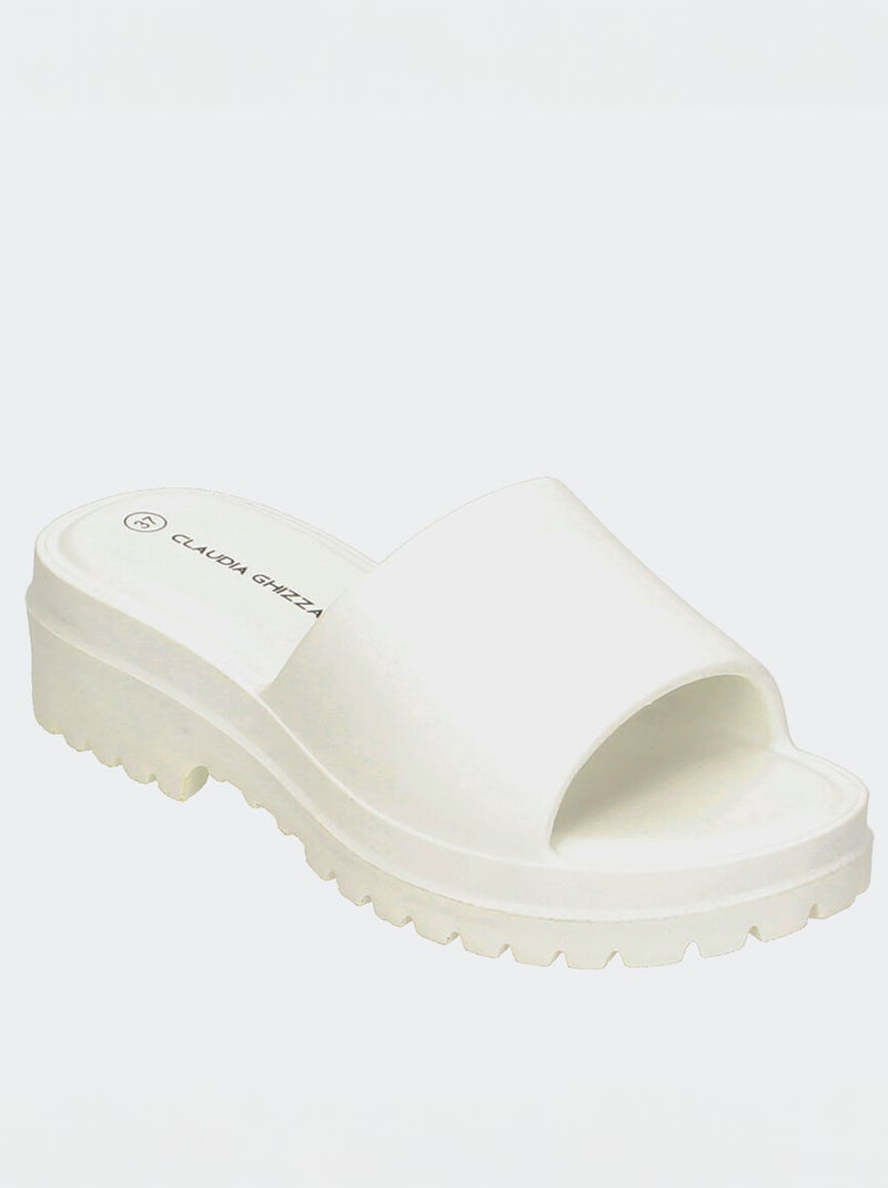 Mules à talons crantés Blanc - Kiabi