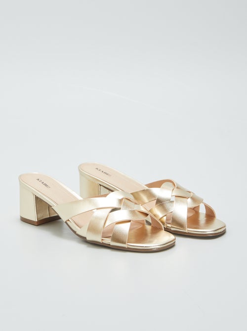 Mules à talons dorées - Kiabi