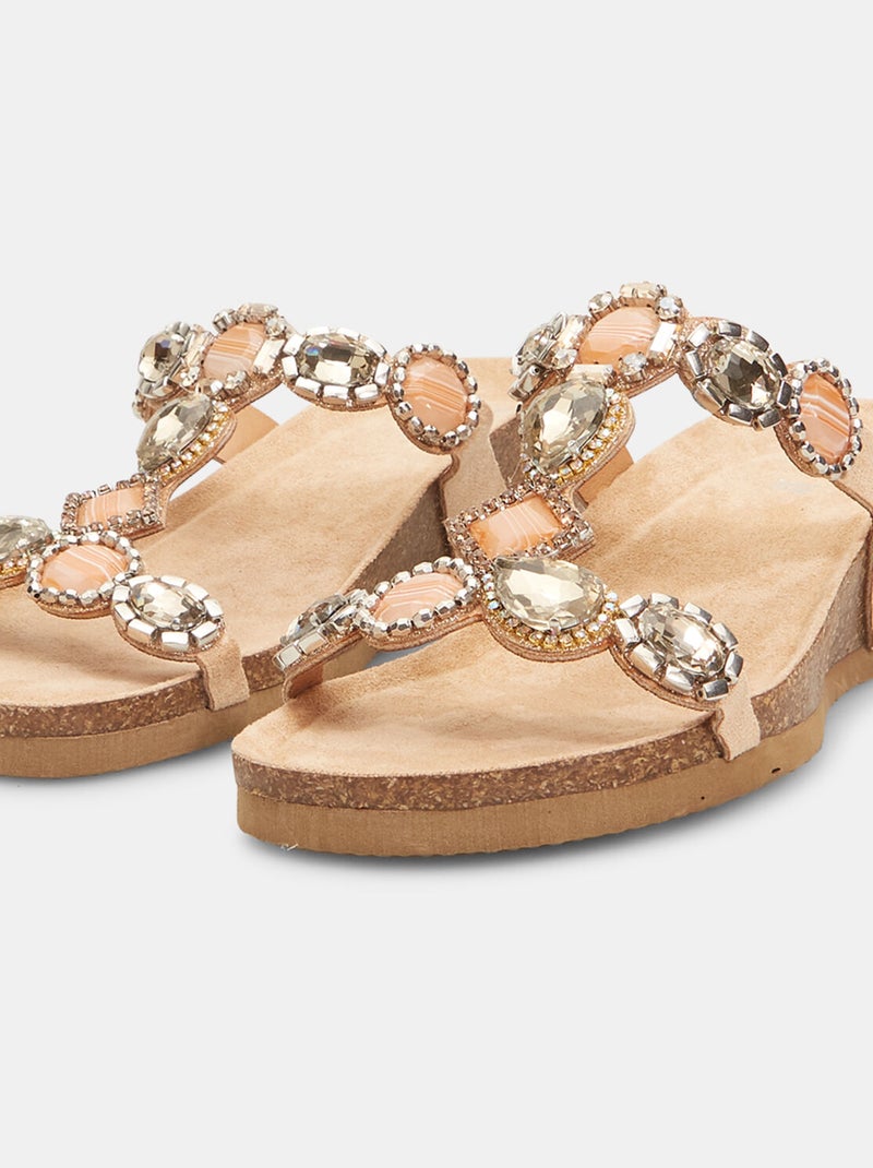 Mules avec applications bijoux BATA Beige - Kiabi