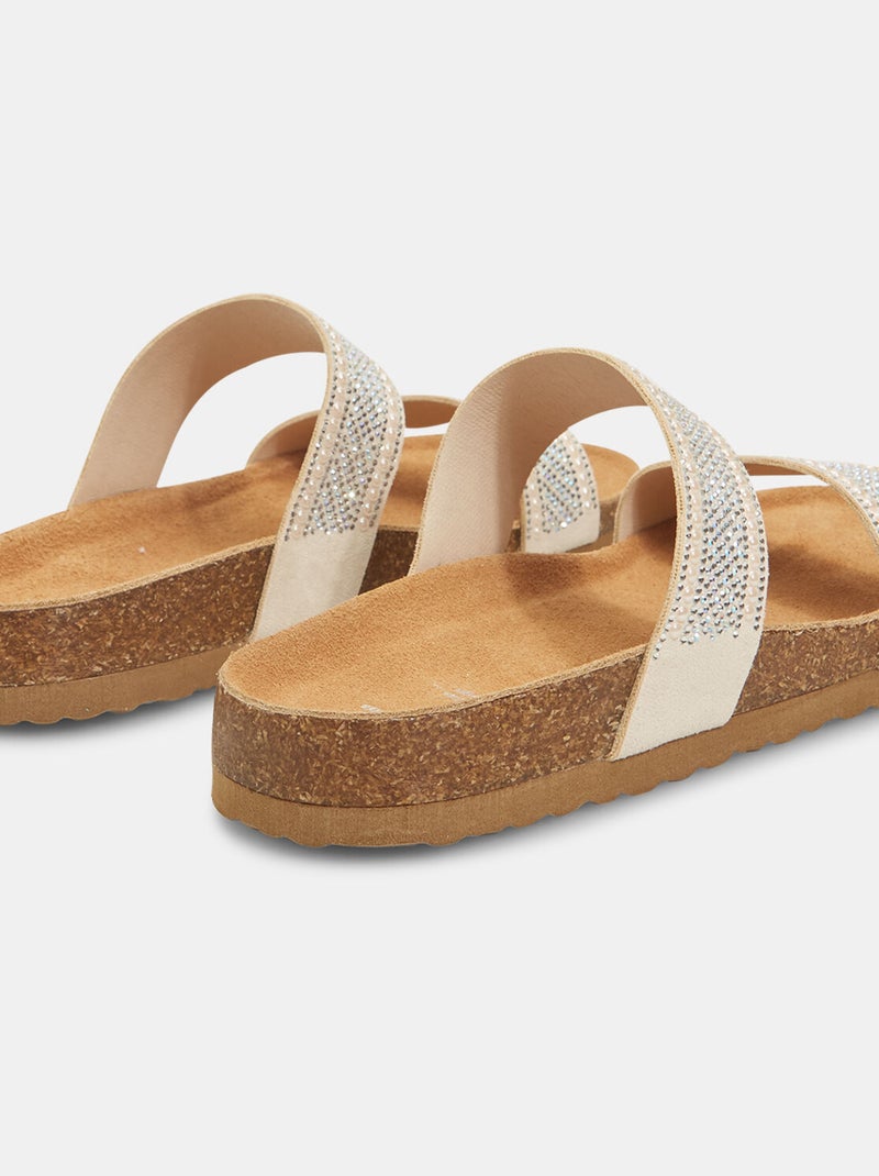 Mules avec bandes et strass BATA Argent - Kiabi
