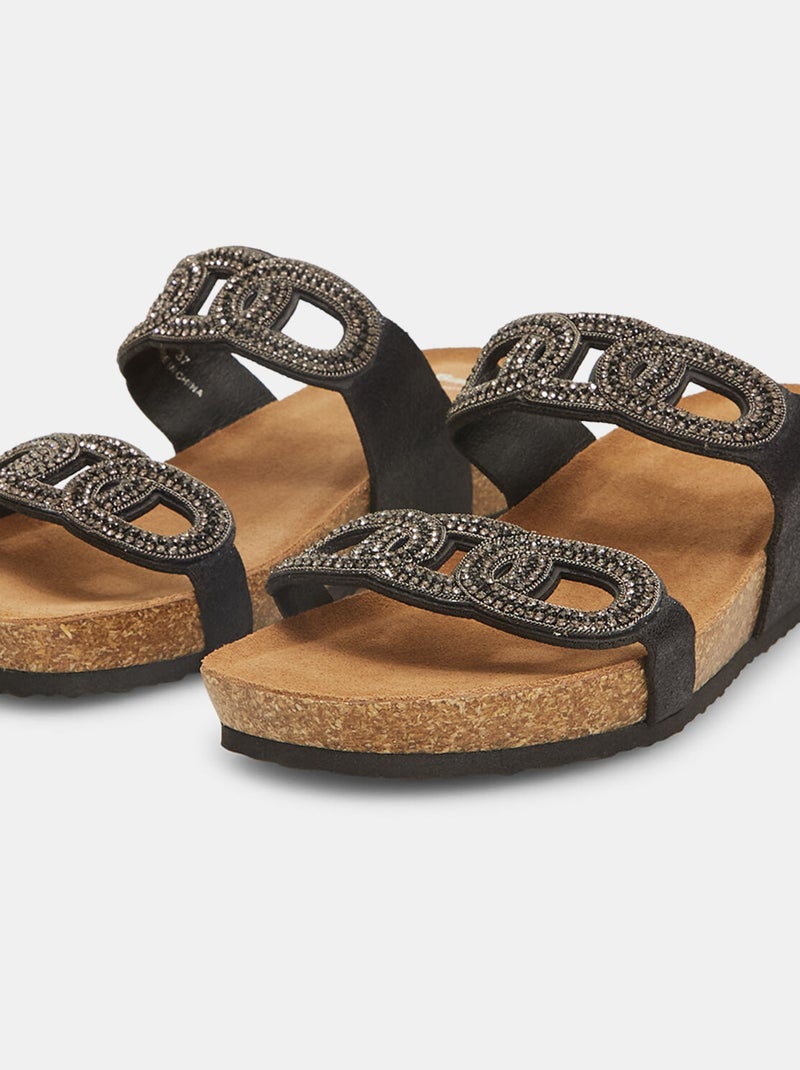 Mules avec bandes et strass BATA Noir - Kiabi