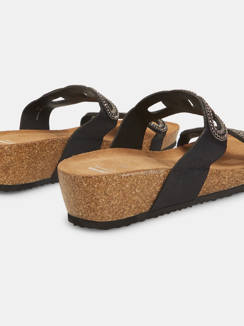 Mules avec bandes et strass BATA Noir - Kiabi