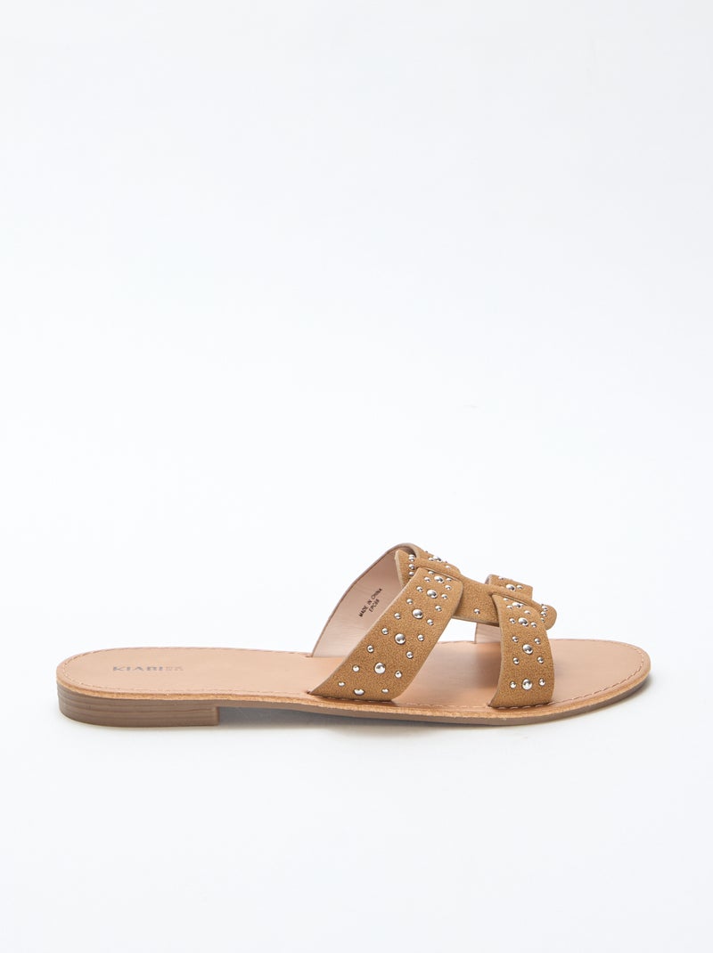 Mules avec bride en macramé brillant Marron - Kiabi