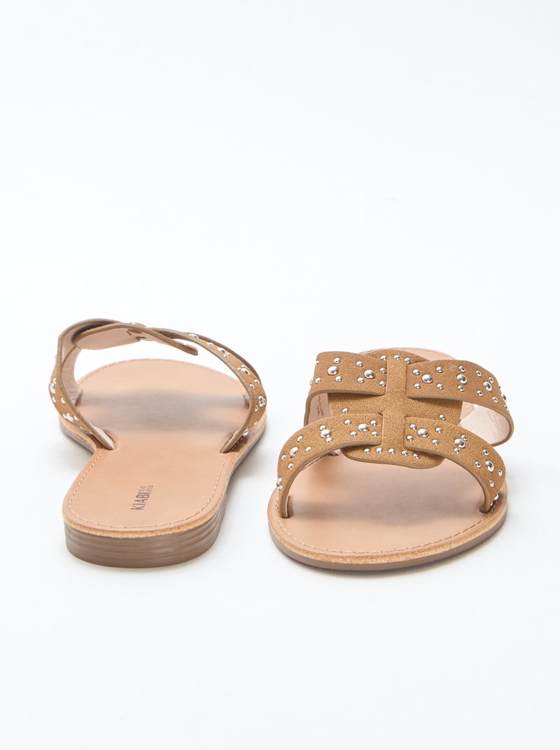 Mules avec bride en macramé brillant Marron - Kiabi