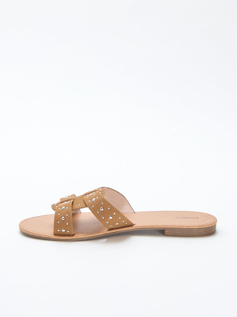 Mules avec bride en macramé brillant Marron - Kiabi