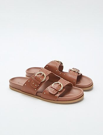 Mules avec brides à boucle dorée