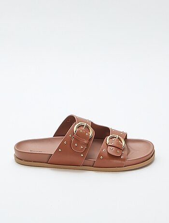 Mules avec brides à boucle dorée