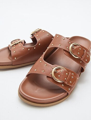 Mules avec brides à boucle dorée