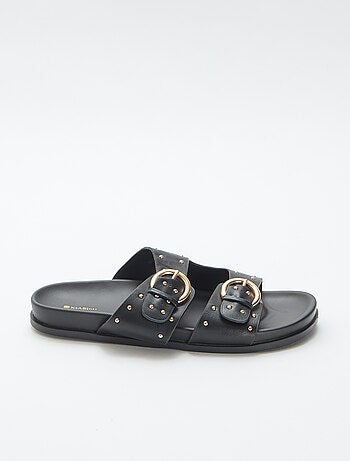 Mules avec brides à boucle dorée