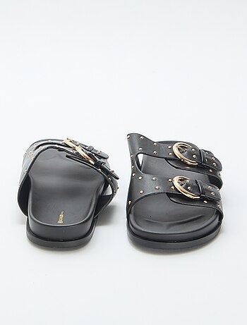 Mules avec brides à boucle dorée