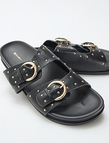 Mules avec brides à boucle dorée