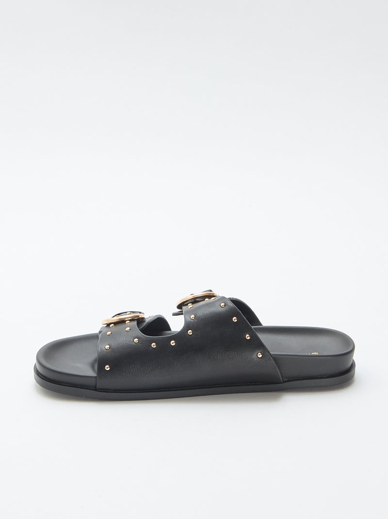 Mules avec brides à boucle dorée Noir - Kiabi