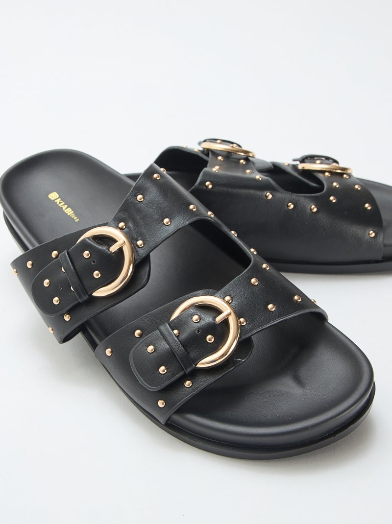 Mules avec brides à boucle dorée Noir - Kiabi