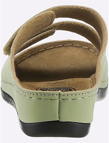 Mules à deux fermetures auto-agrippantes et semelle en cuir - Taille standard - Witt