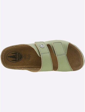 Mules à deux fermetures auto-agrippantes et semelle en cuir - Taille standard - Witt